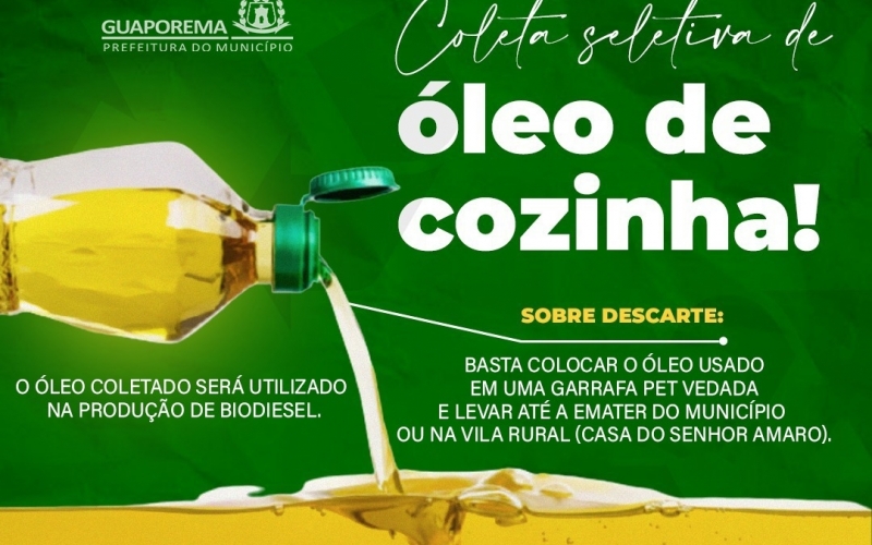 Projeto: ÓLEO CONSCIENTE, NÃO SE JOGA NO MEIO AMBIENTE, continua em Guaporema.